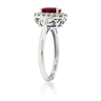 Oval Ruby and Diamond Halo Ring