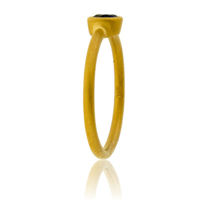 Ceylon Sapphire Round Bezel Set Ring