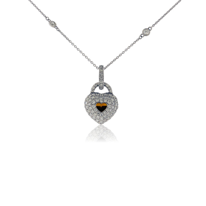 Heart Fancy Brown Diamond with Diamond Halo Necklace