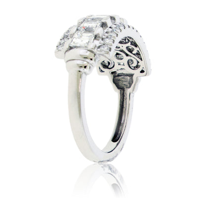 Square Diamond and Round Diamond Ring