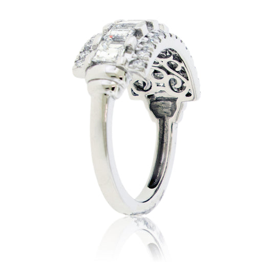 Square Diamond and Round Diamond Ring