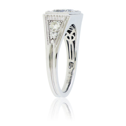 Double Round Center with Diamond Accent Ring