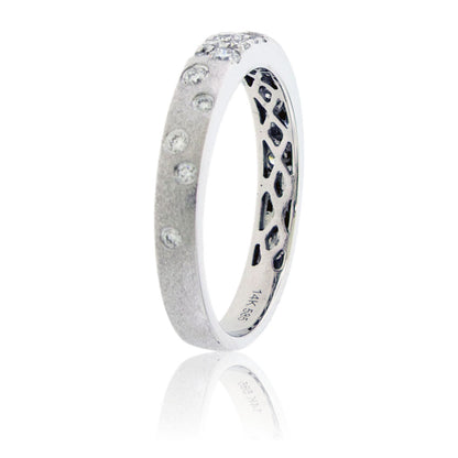 Gold Satin Finish Flush Set Diamond Ring