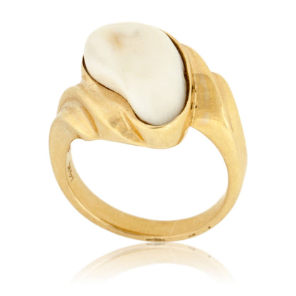 Elk Tooth Ivory Wave Freeform Ring