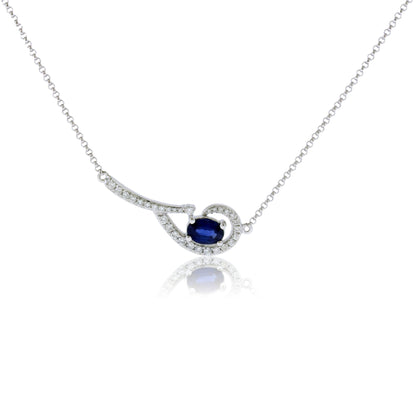 Sapphire & Diamond Pendant w/Chain