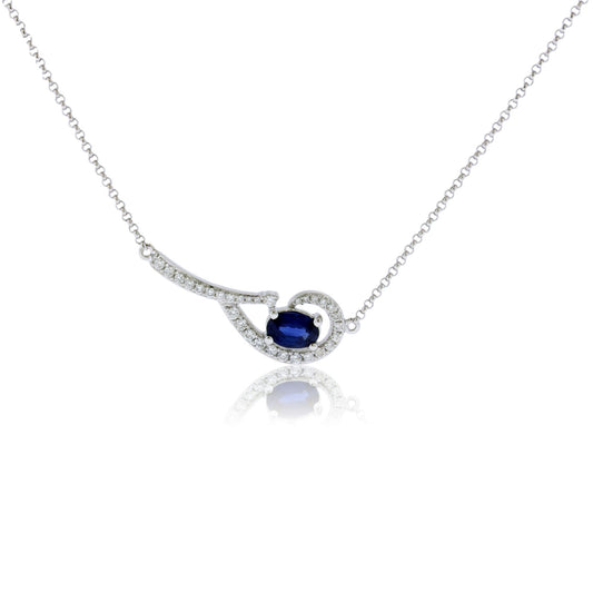 Sapphire & Diamond Pendant w/Chain