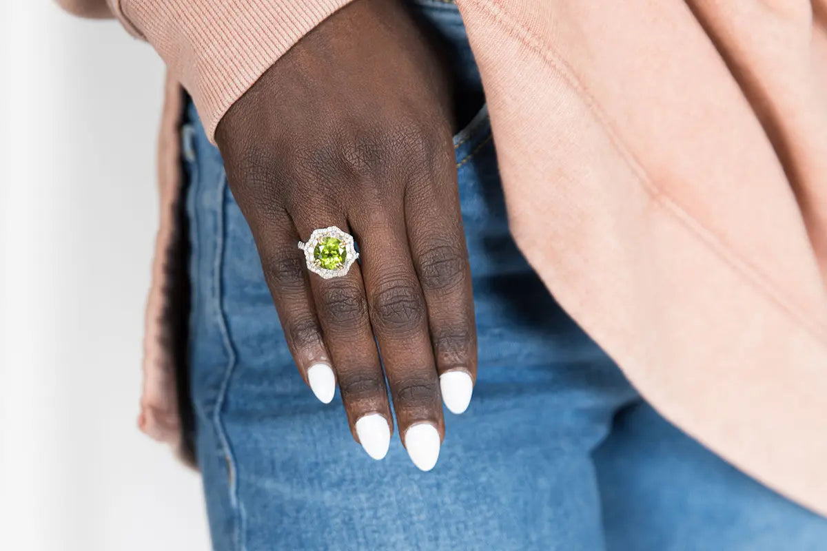 Woman Wearing Peridot Ring from Park City Jewelers