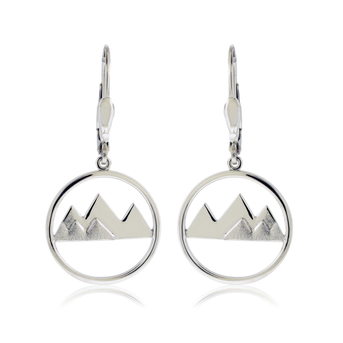 Sterling Silver 6 Peak Brushed Circle Mountain Dangle Earrings