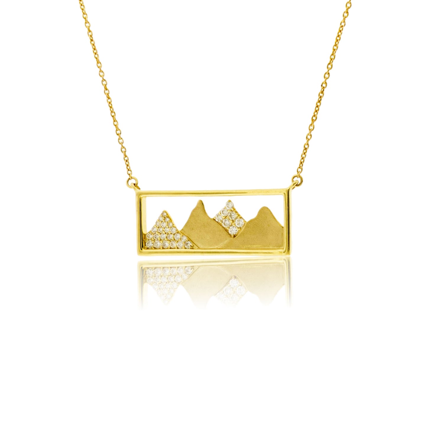 Diamond Brushed Rectangle Mountain Necklace