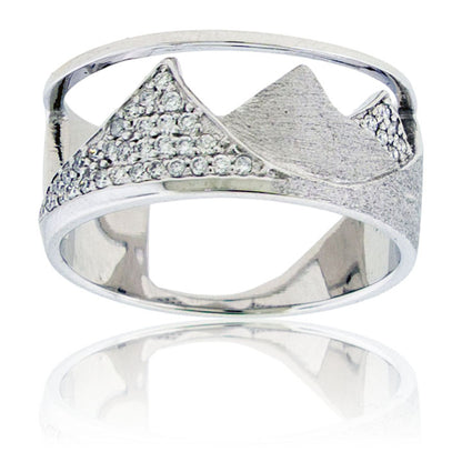 Diamond Wide Mountain Brushed Ring