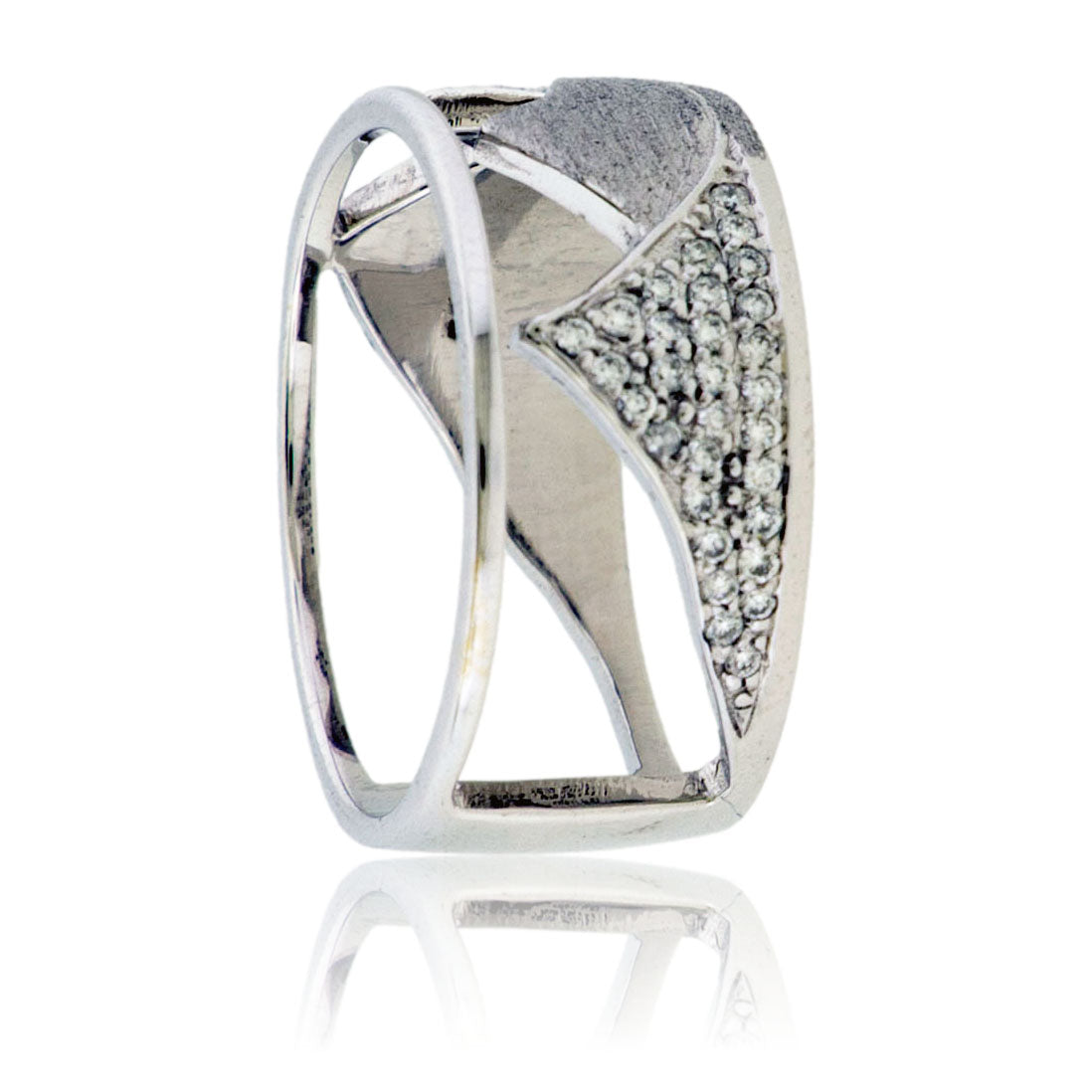 Diamond Wide Mountain Brushed Ring
