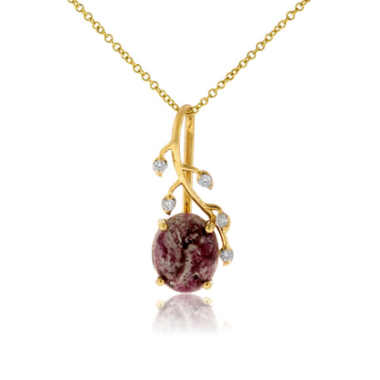 Diamond & Red Emerald Cabochon Pendant