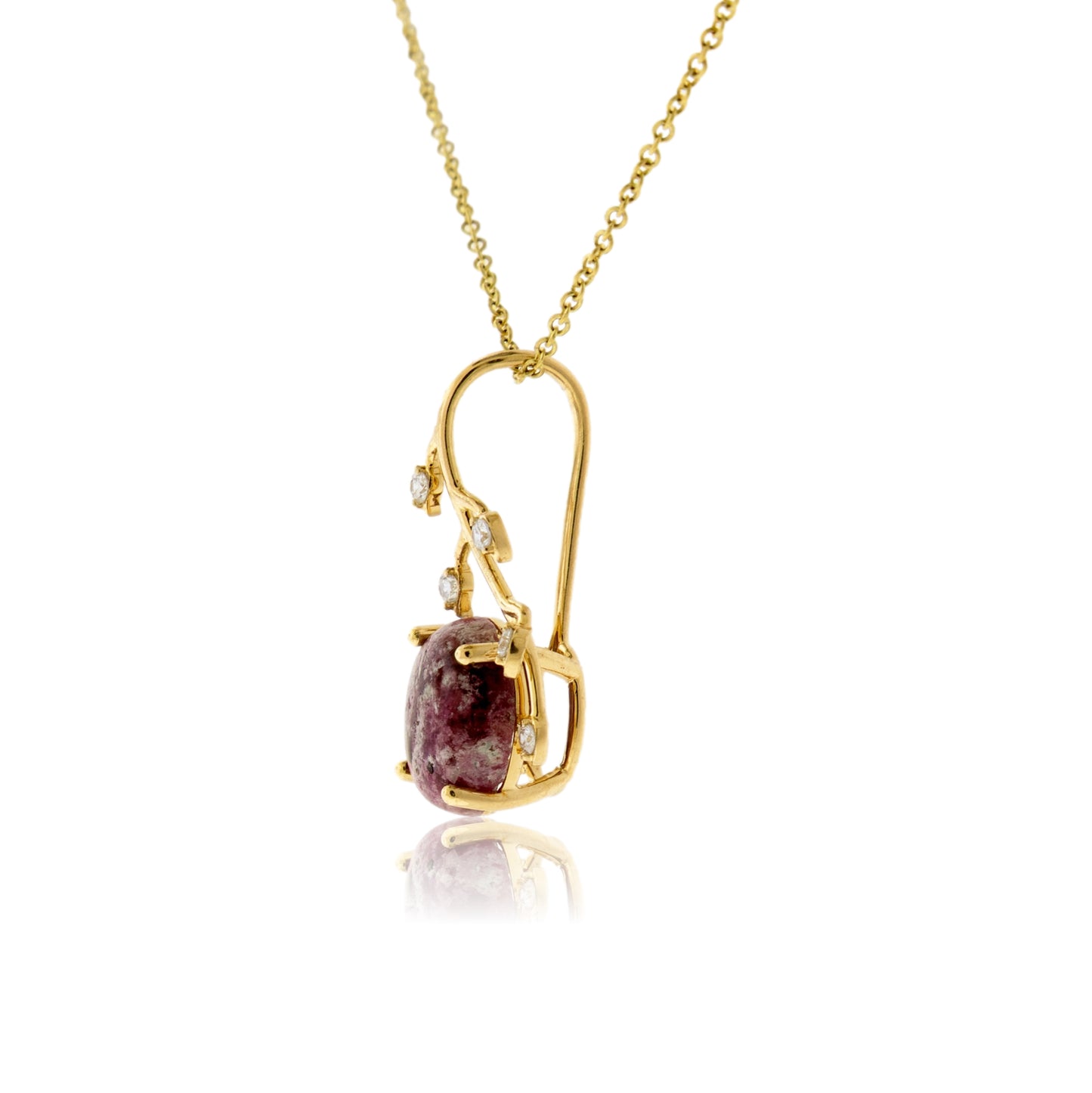 Diamond & Red Emerald Cabochon Pendant