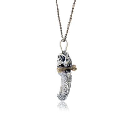 T Rex Claw with Dinosaur Skull & Gold Bone Accent Pendant