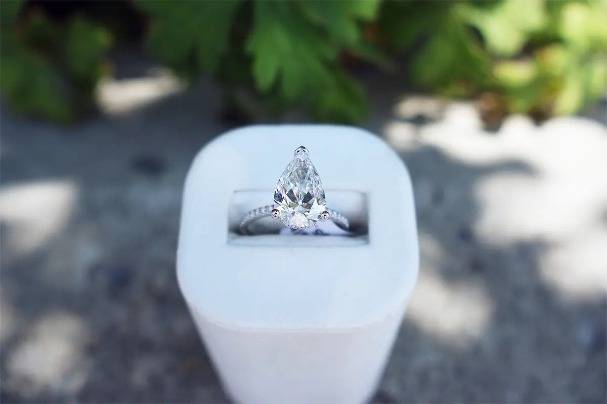 Pear Shaped Lab Grown Diamond Solitaire Ring in an Element from Park City Jewelers. 