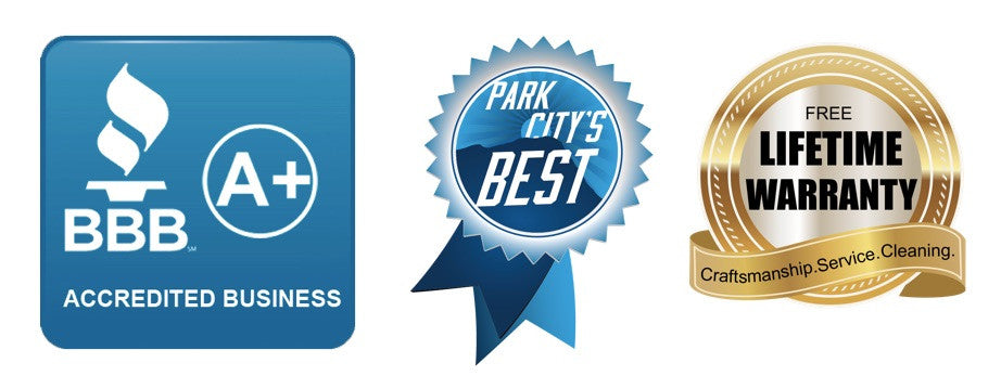 Three Icons: A+ Rated with the Better Business Bureau, Voted Park City's Best, and Free Lifetime Warranty on Workmanship - Park City Jewelers. 