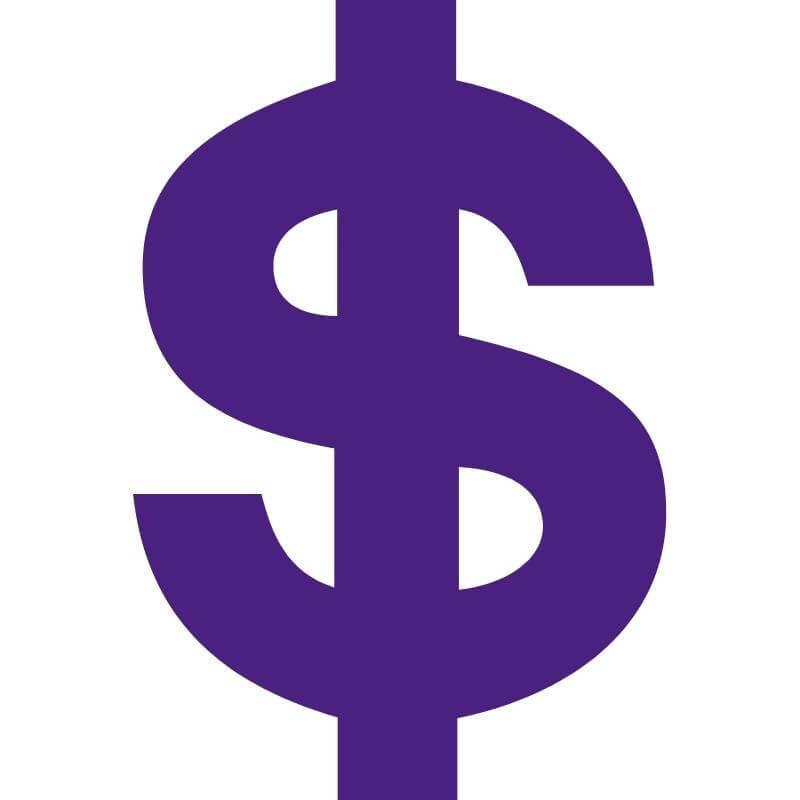 Purple money sign
