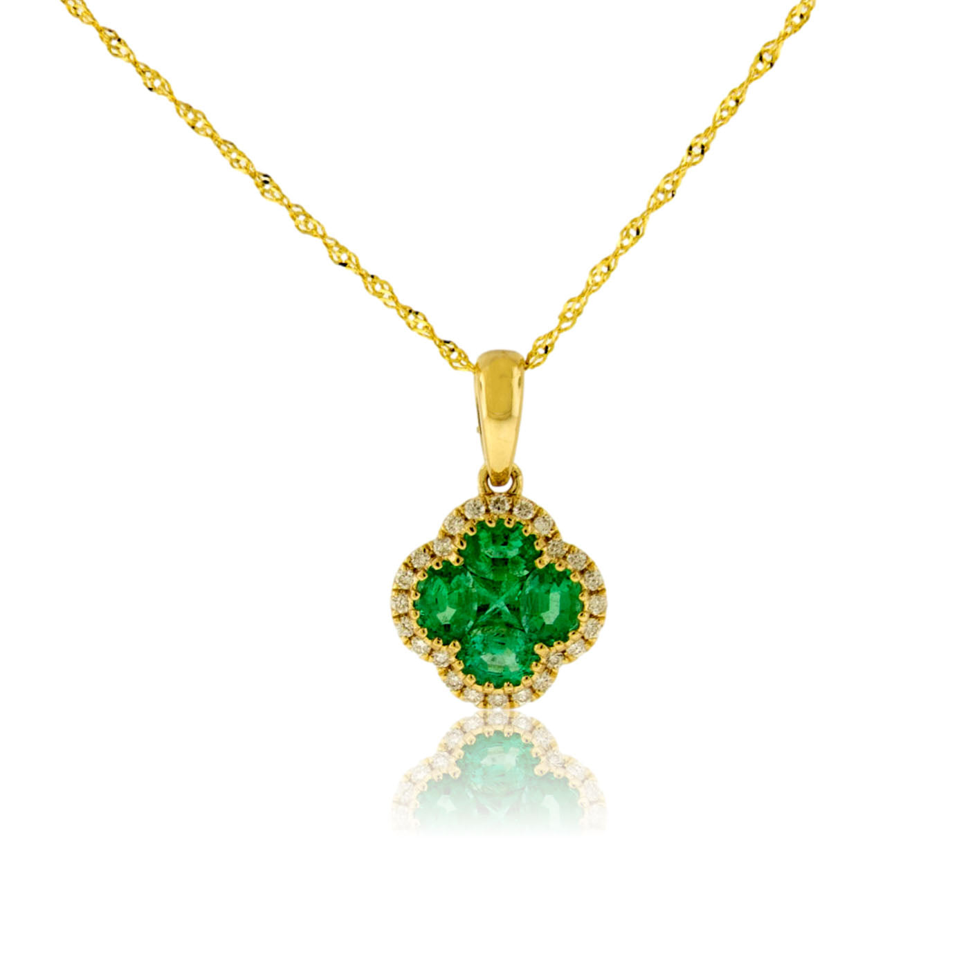 14KY Diamond & Emerald Pendant w/Chain
