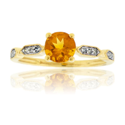 Diamond & .73ctw Citrine Ring