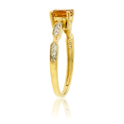 Diamond & .73ctw Citrine Ring