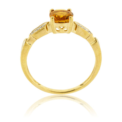 Diamond & .73ctw Citrine Ring