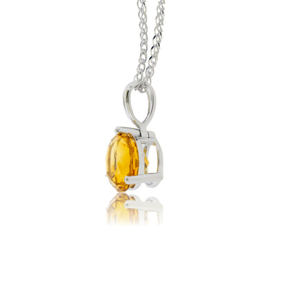 Round Citrine Solitaire Pendant