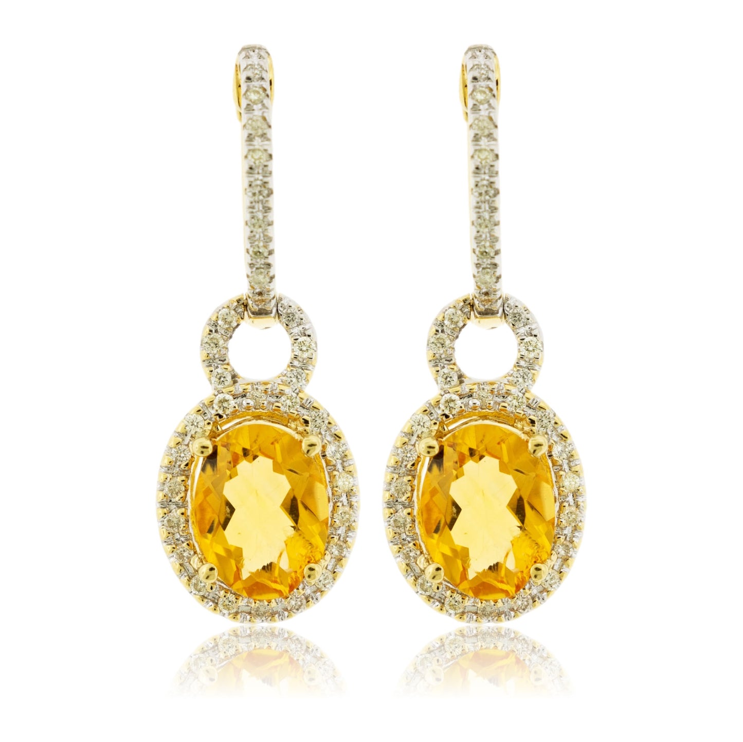 Diamond & Citrine Dangle Earrings