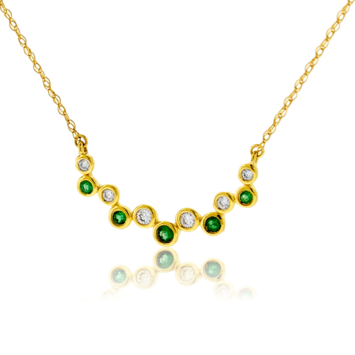 14KY Diamond & Emerald Necklace