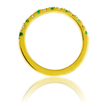 14KY Diamond & Emerald Ring
