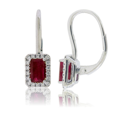 Diamond & Red Emerald Earrings