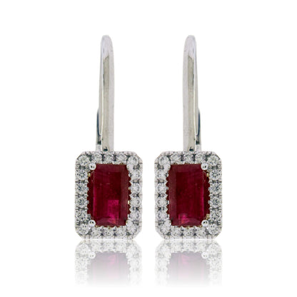 Diamond & Red Emerald Earrings