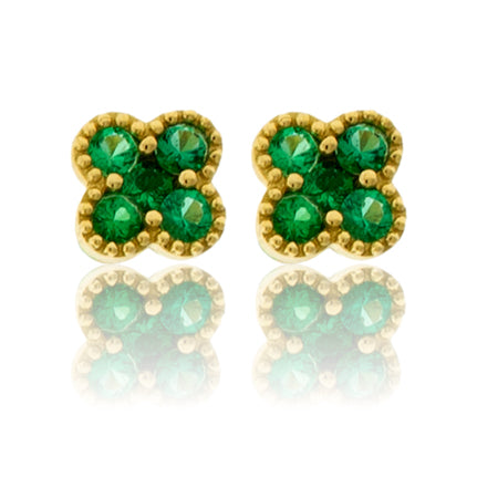 18KY Emerald Stud Earrings