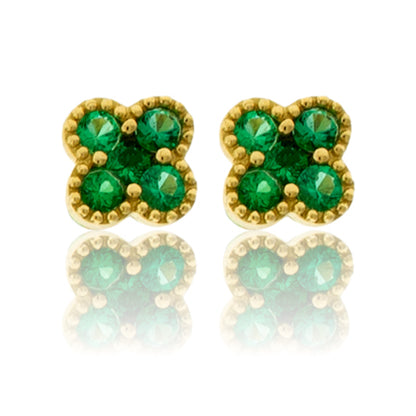 18KY Emerald Stud Earrings
