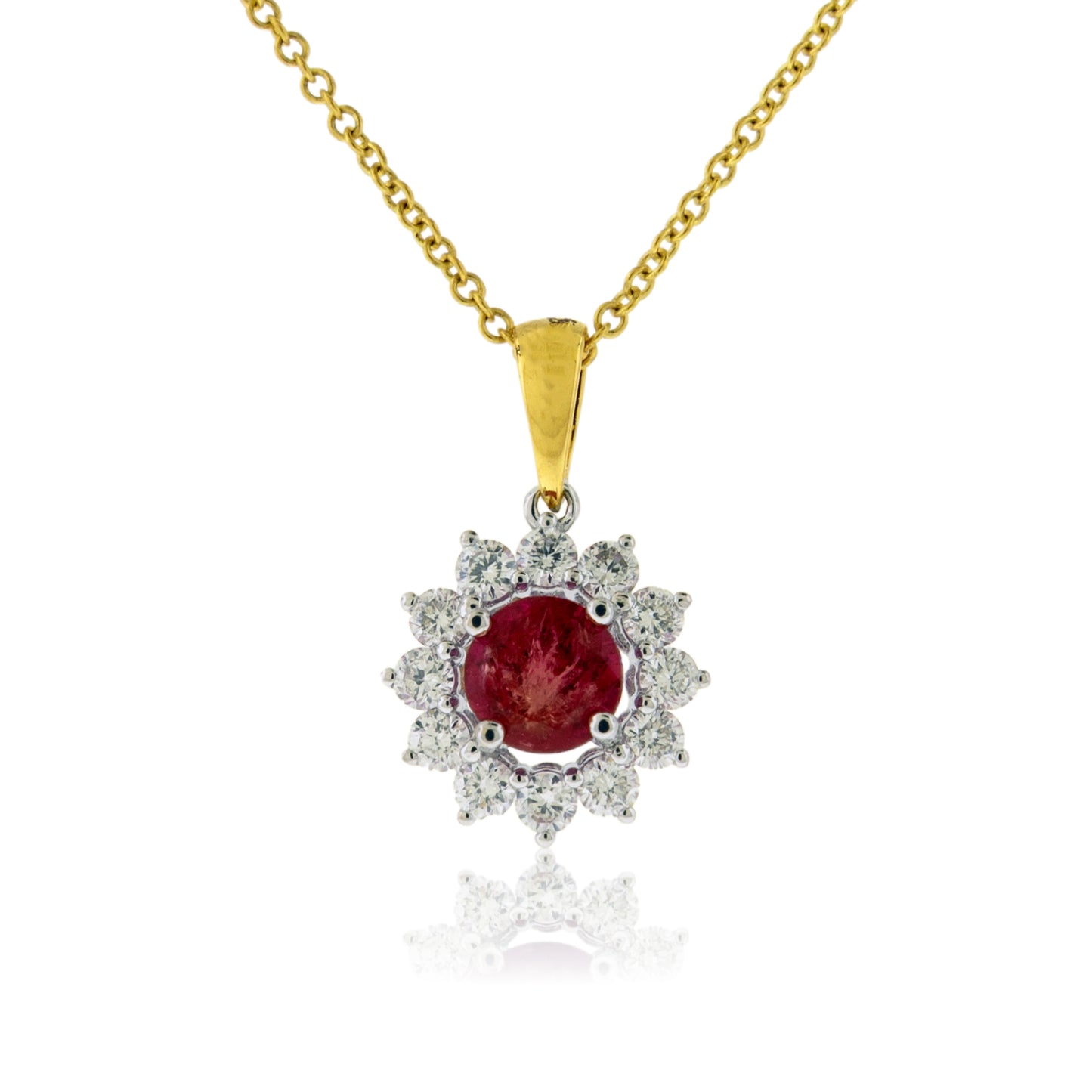 Diamond & Red Beryl Pendant