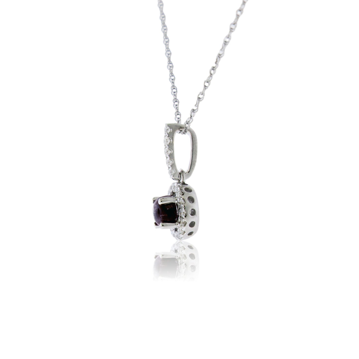 Diamond & Red Beryl Cabochon Pendant