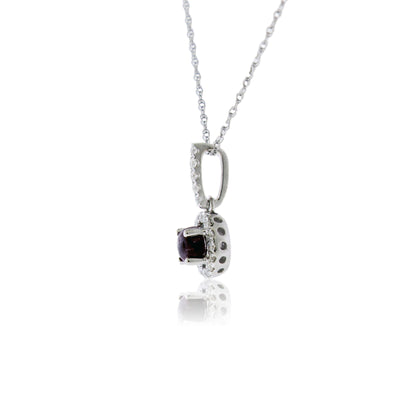 Diamond & Red Beryl Cabochon Pendant