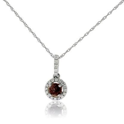 Diamond & Red Beryl Cabochon Pendant