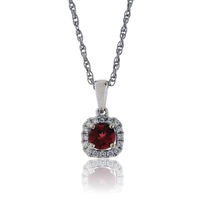 Diamond & Red Beryl Pendant