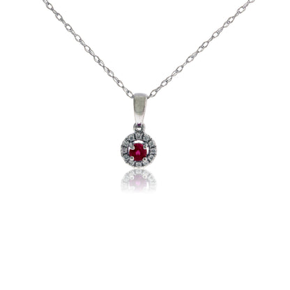 Diamond & Red Beryl Cabochon Pendant