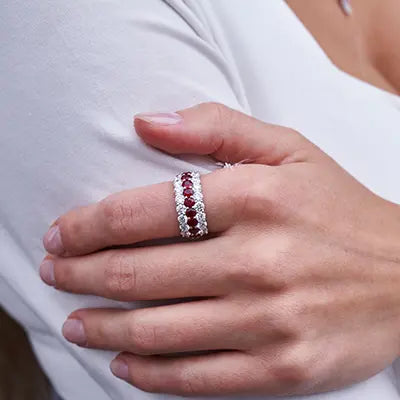 Woman Wearing a Ruby Ring from Park City Jewelers