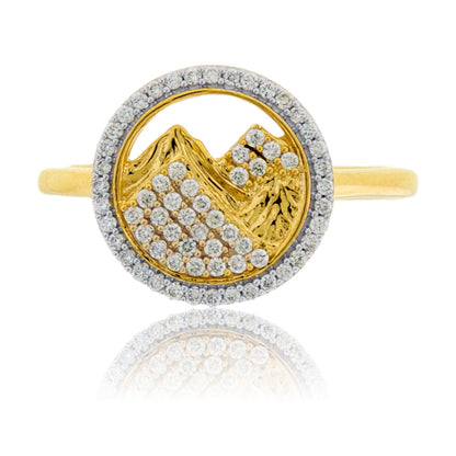 Diamond Round Frame Mountain Ring