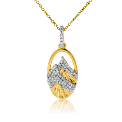 Etched Mountain Oval Diamond Pendant