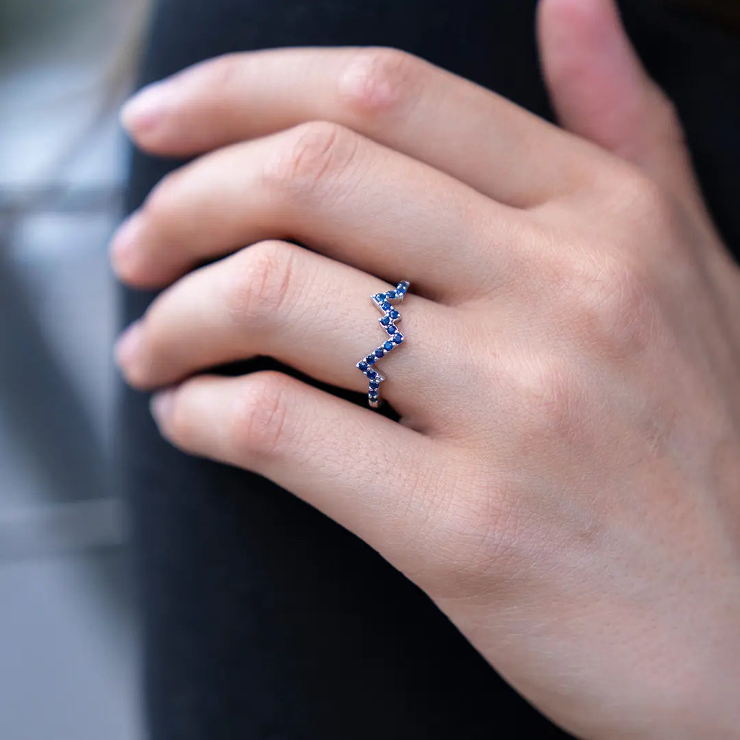 Woman Wearing Blue Sapphire Ring from Park City Jewelers