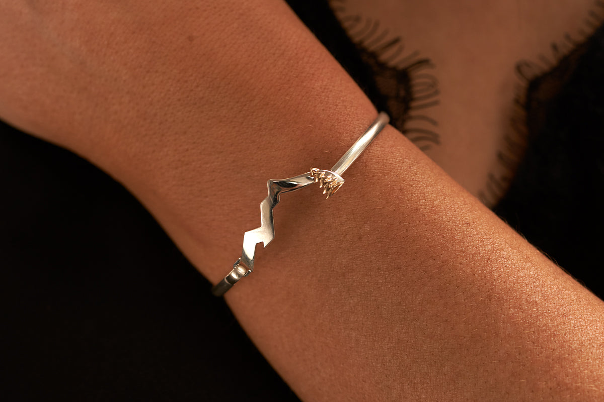 Woman Wearing Sterling Silver Bracelet by Park City Jewelers