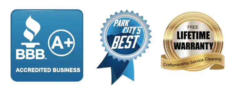 Badges - A+ Rated with the Better Business Bureau, Best in Park City, and Free Lifetime Warranty - Park City Jewelers.