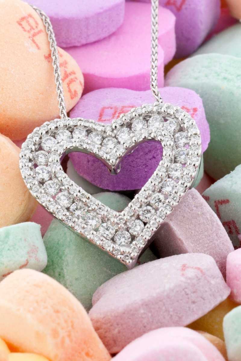 White gold and diamond heart necklace
