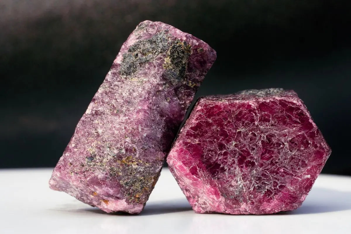 Two Rough Ruby Crystal Specimens