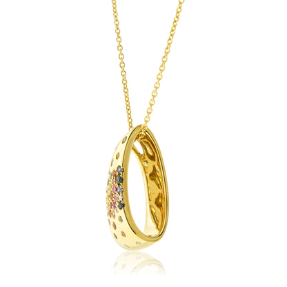 Diamond & Rainbow Sapphire Pendant w/Chain