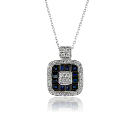 Diamond & Sapphire Pendant w/Chain