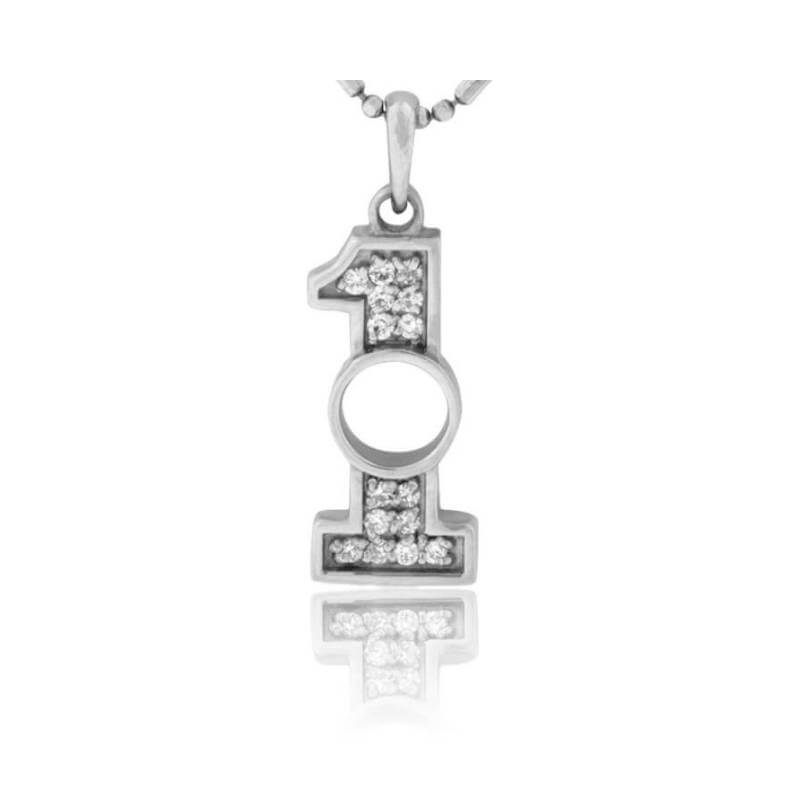 White gold and diamond hole in one golf necklace